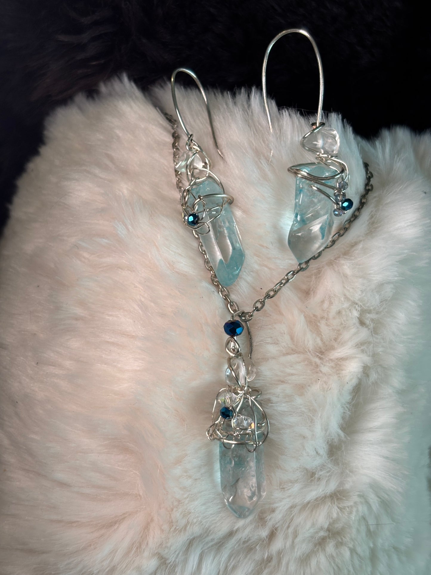 Frozen Waters of the First Age: earring and pendant set
