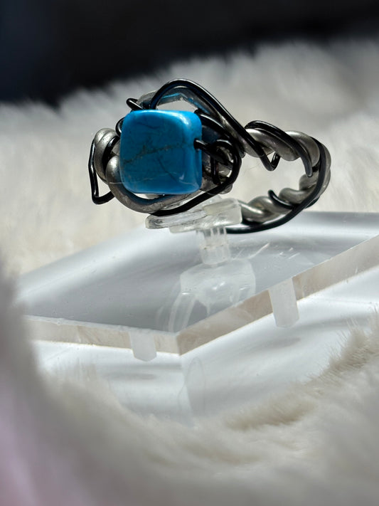 Silver, Blue Howlite Ring: Captain Azure Wayfinder