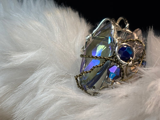 Crystal ring in silver: Comet sky 