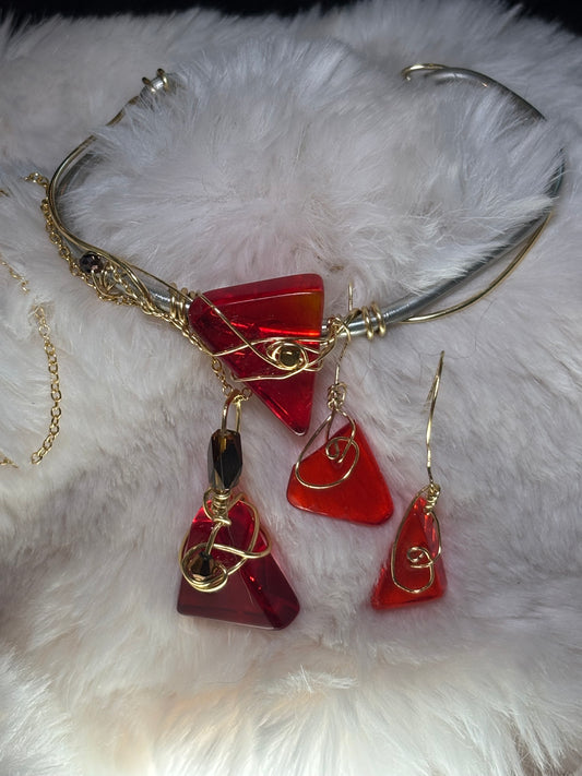 Fire drop: candy collection: pendant /earring /bracelet set