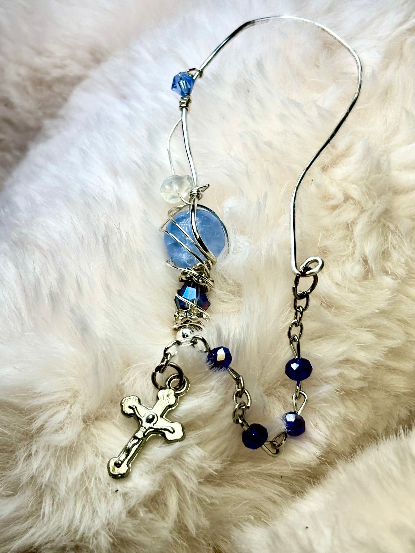Quiet Sky: blue lepidolite, ear cuff 