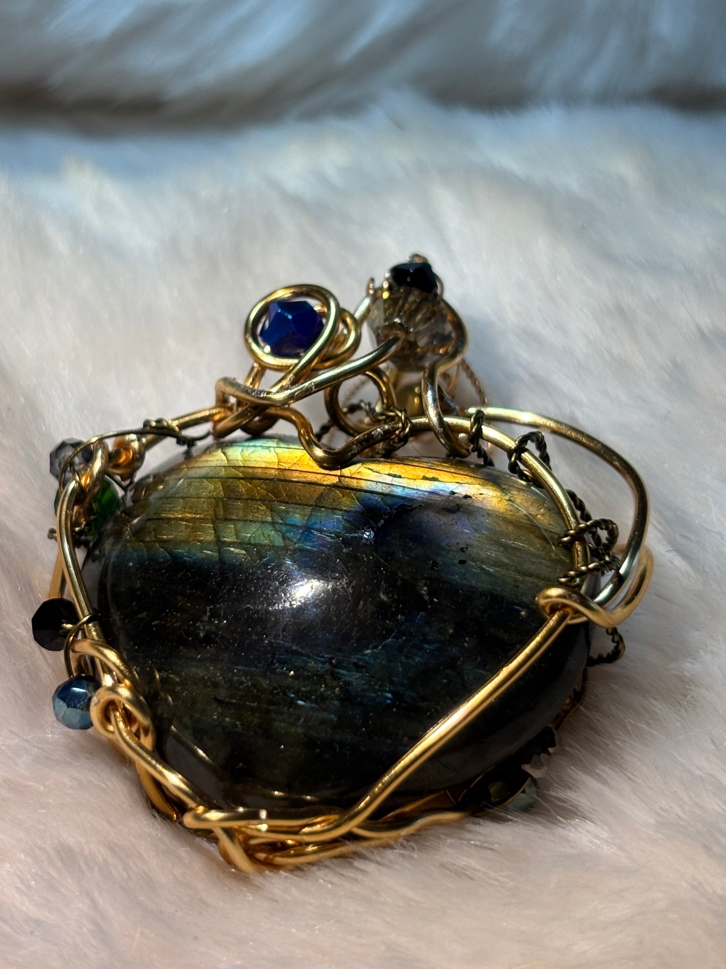 Labradorite heart necklace:
Heart of the Hidden Aurora