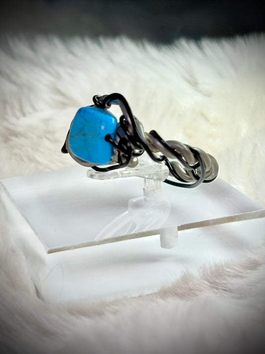 Silver, Blue Howlite Ring: Captain Azure Wayfinder