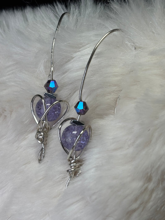 Dream Heart: violetlepidolite earrings 