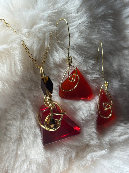 Fire Drop: pendant/earring set