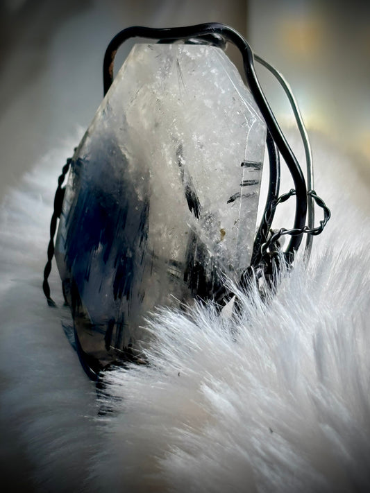 Crystal lightning: black tourmaline, and crystal ring 