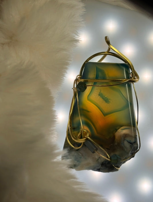 Sacred Shield of Madagascar Collection: The Glow of the Ocean-Rare Sea Agate pendant from Madagascar