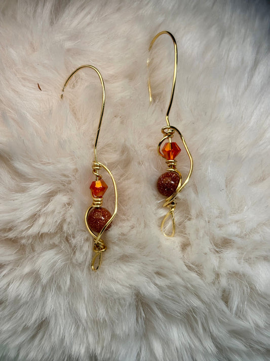 Golden Flame: Goldstone Earrings