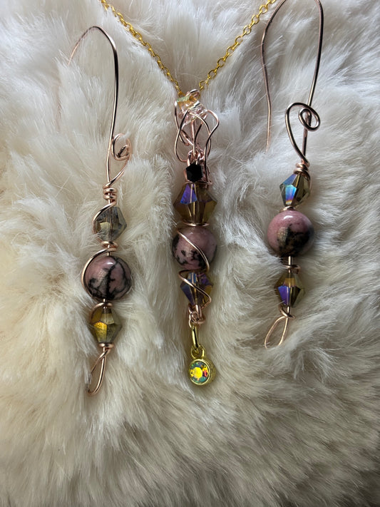Rose of My Soul: RHONDITE Earring/pendant set 