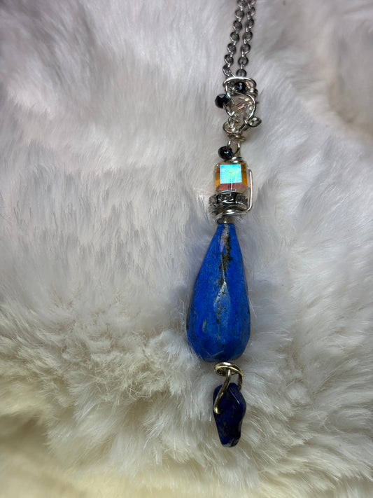 Queen of the night sky: lapis earring/pendant set