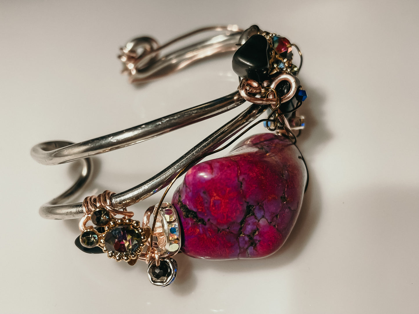 Pink turquoise key bracelet