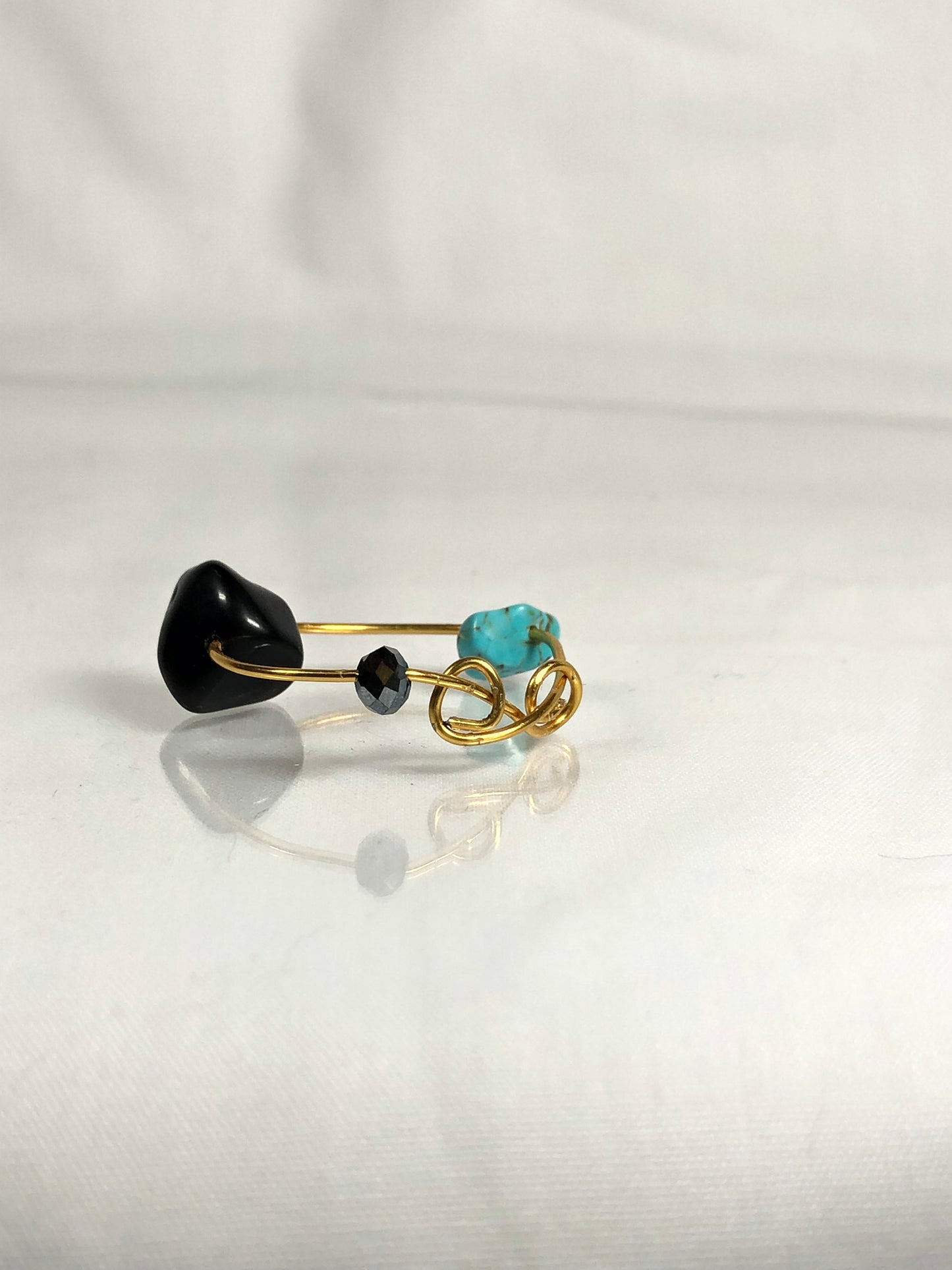 Black onyx & turquoise ring