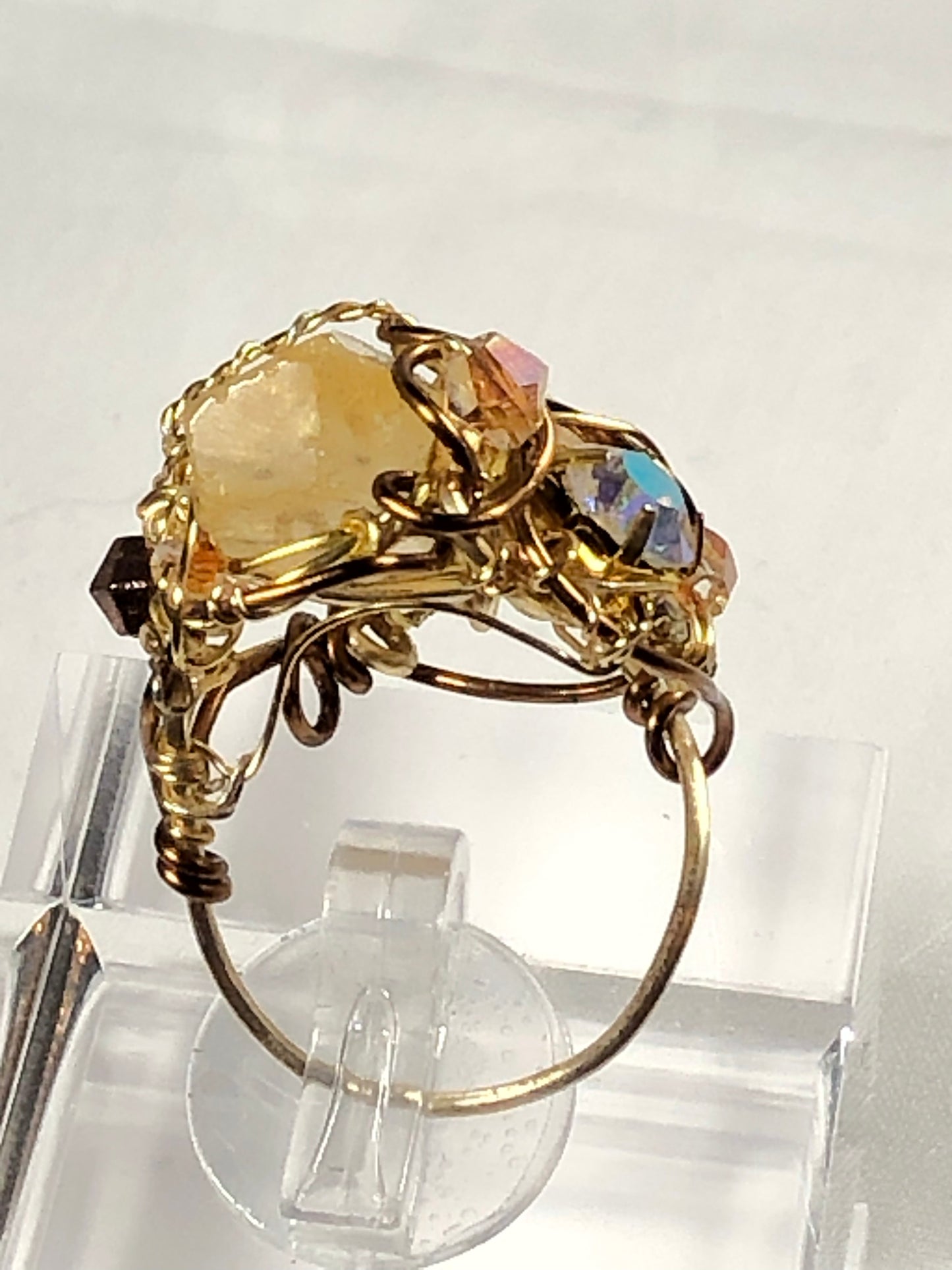 Citrine & Rhinestone Ring