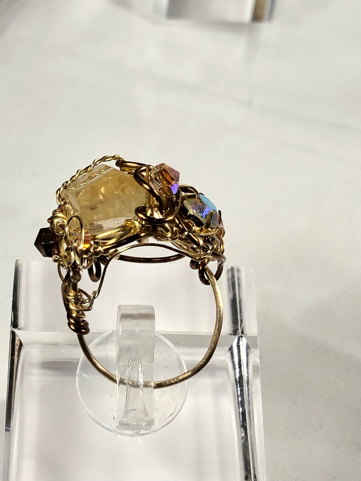 Citrine & Rhinestone Ring