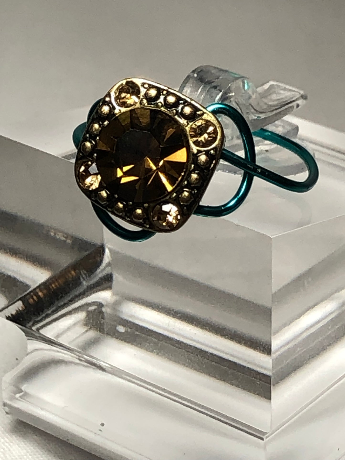 Citrine rhinestone ring