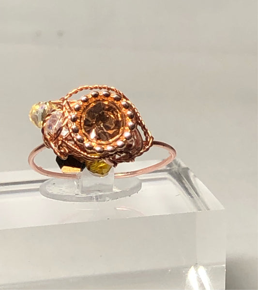 Saturn rhinestone ring