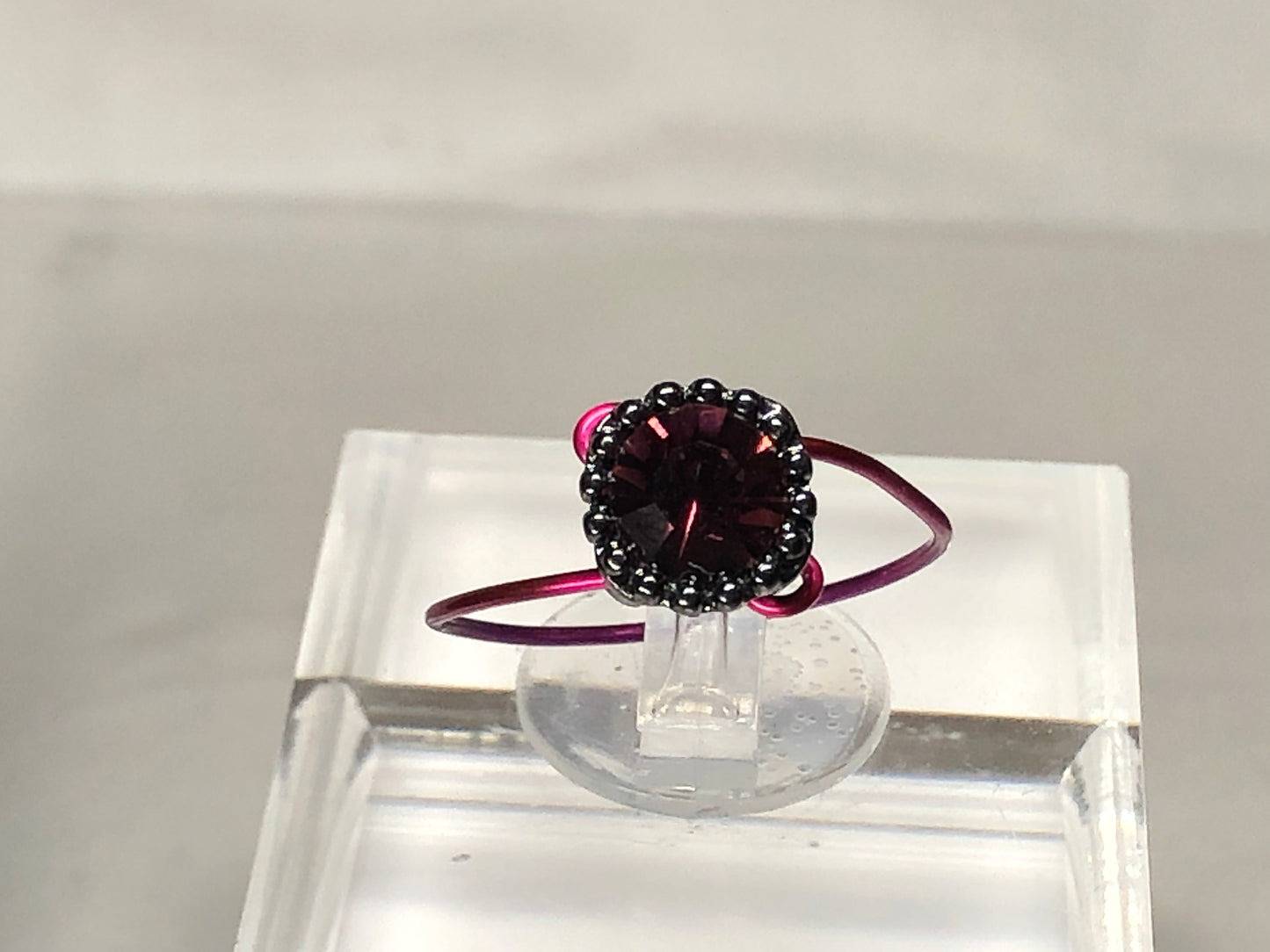 Amethyst rhinestone ring