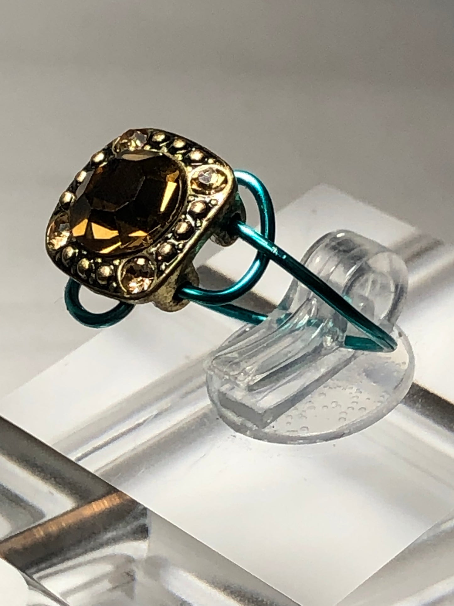 Citrine rhinestone ring