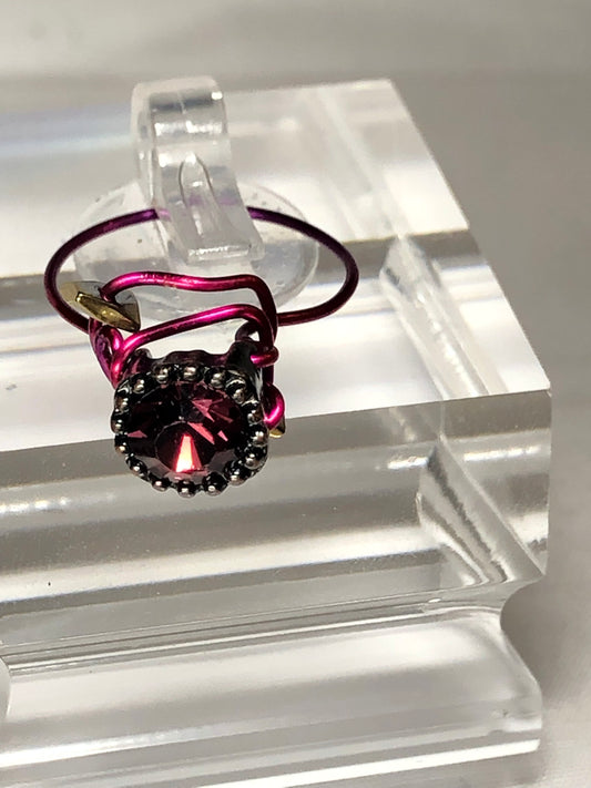 Amethyst rhinestone ring