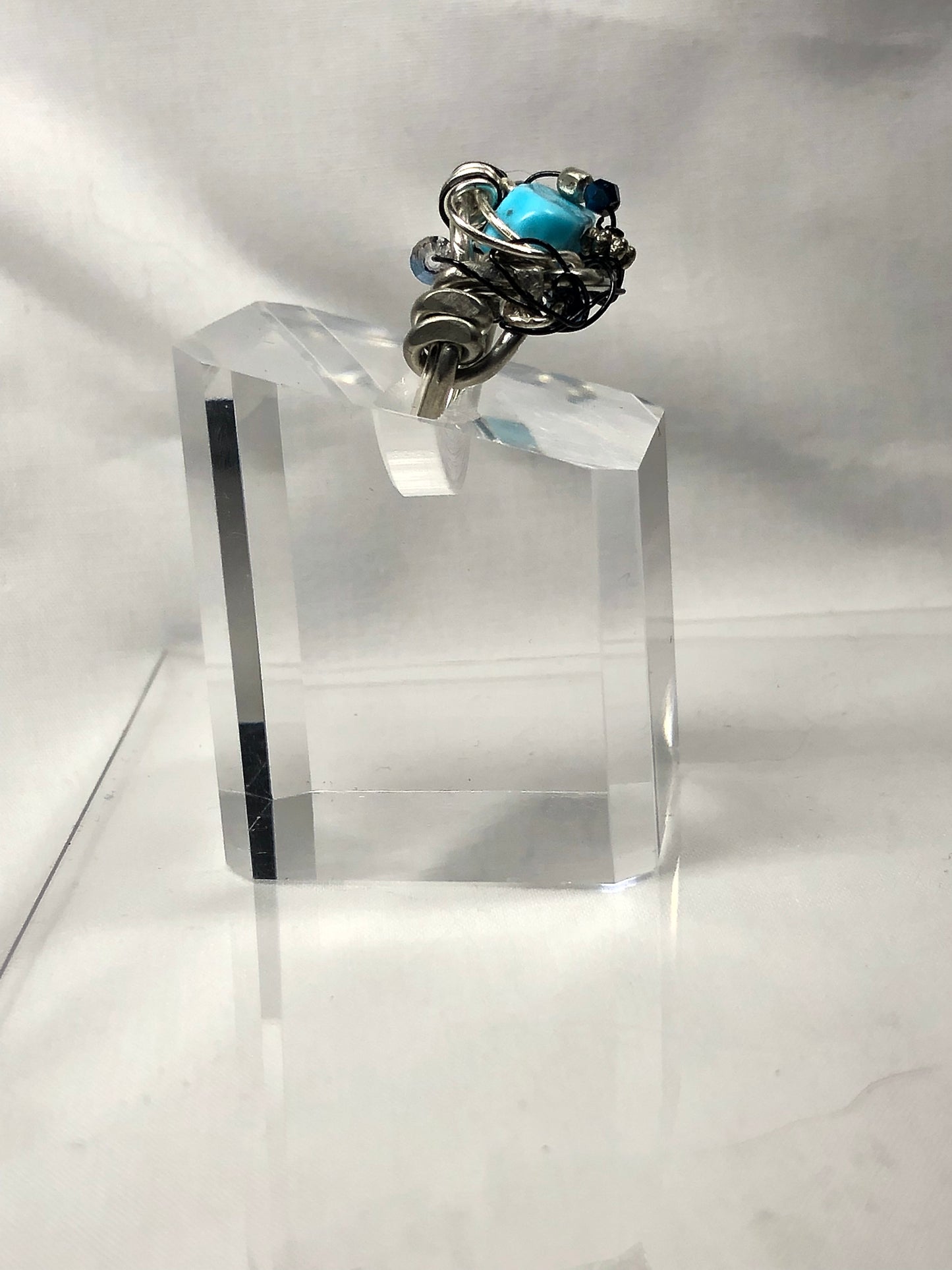 Turquoise moonstone & black onyx Ring