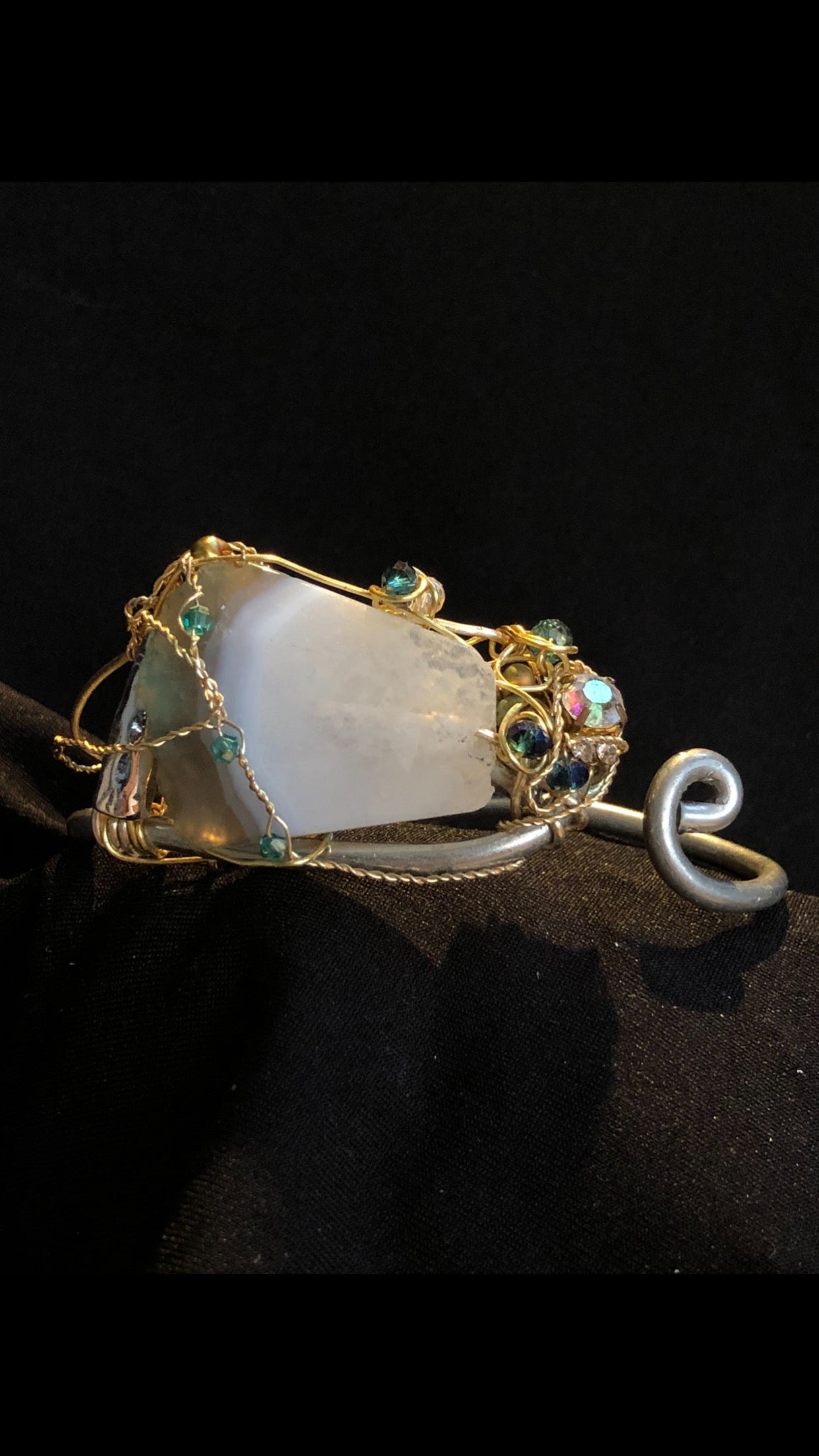 Agate rhinestone bracelet