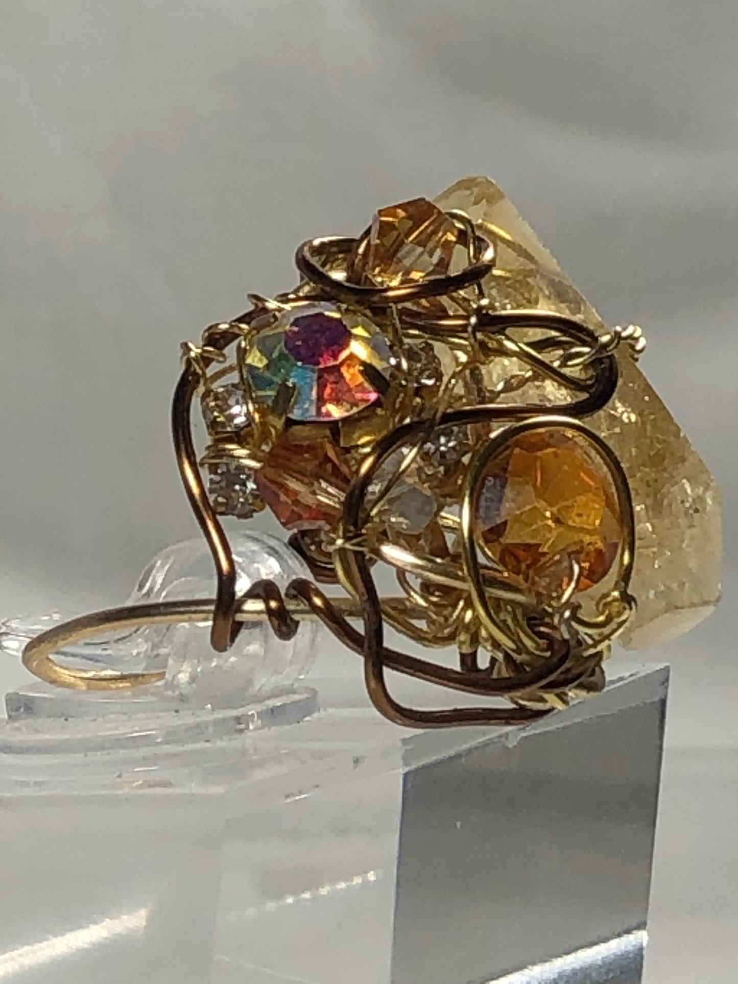 Citrine & Rhinestone Ring
