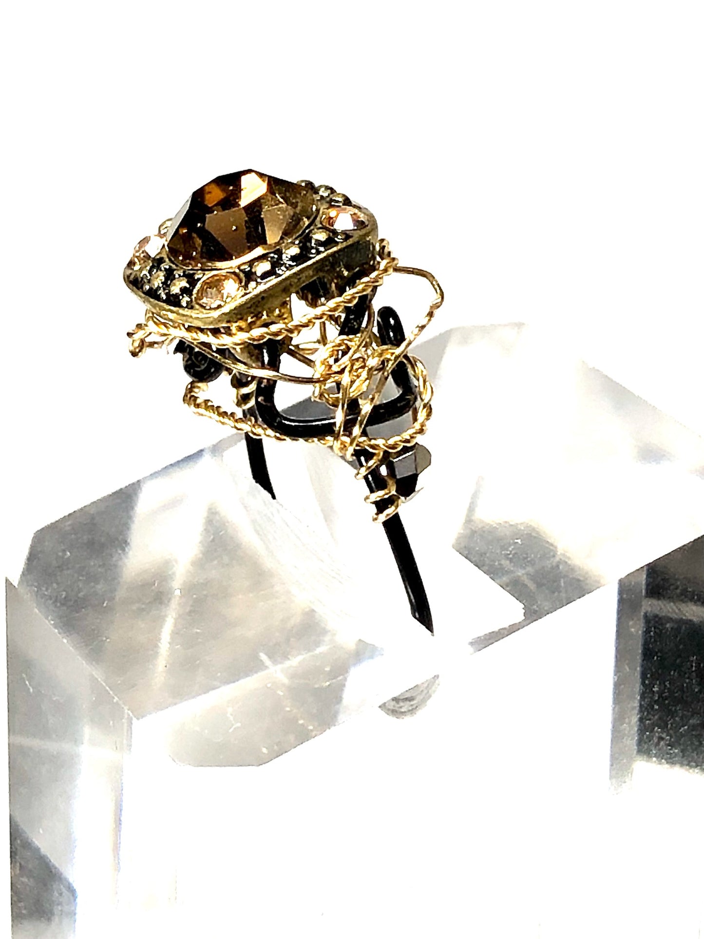 Chocolate rhinestone ring