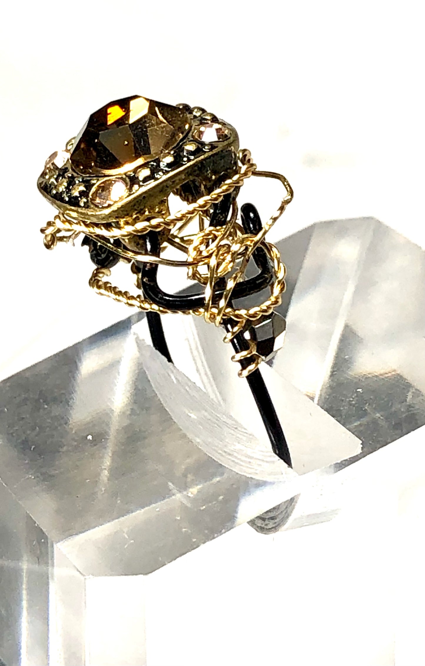 Chocolate rhinestone ring