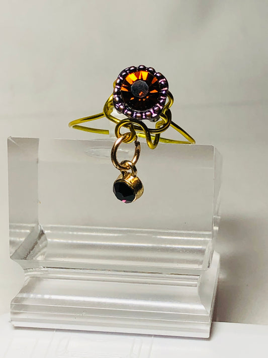 Citrine amethyst rhinestone ring