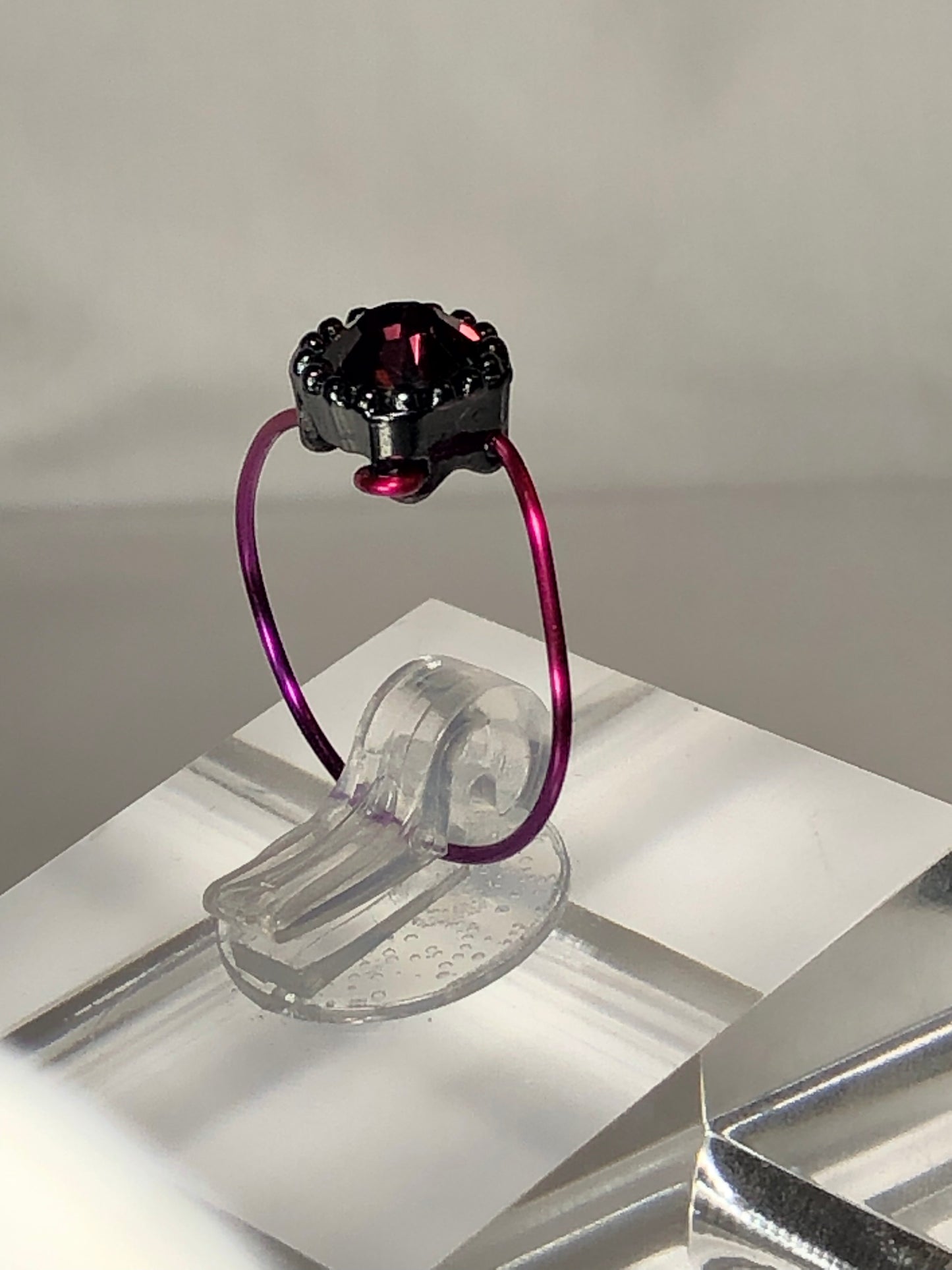 Amethyst rhinestone ring