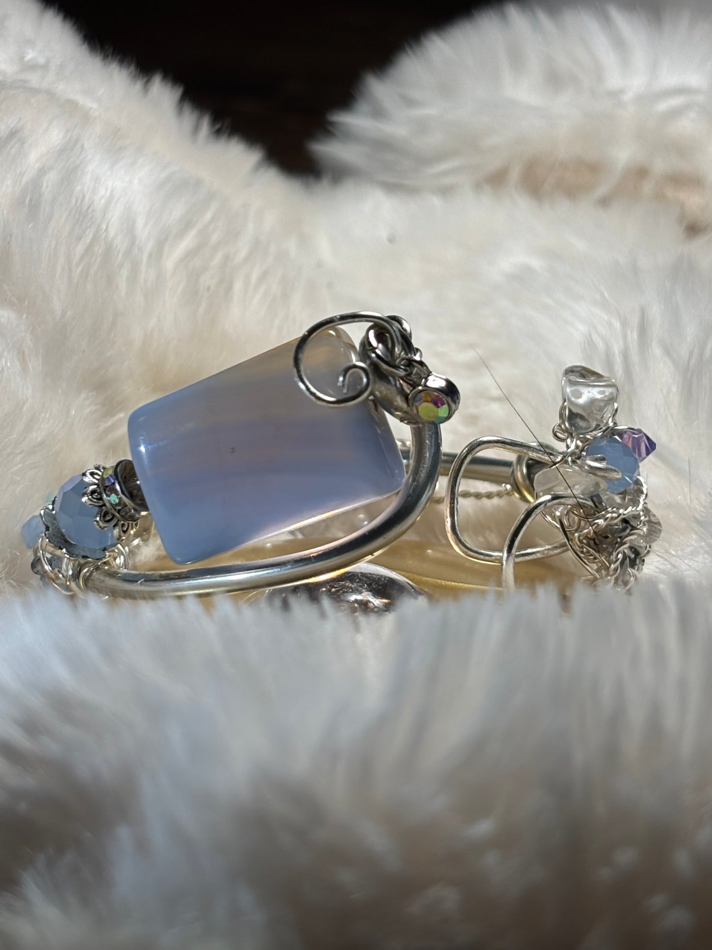 Blue lace agate and Crystal bracelet: Crystal Calm￼