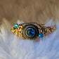 Turquoise rhinestone ring in gold￼
