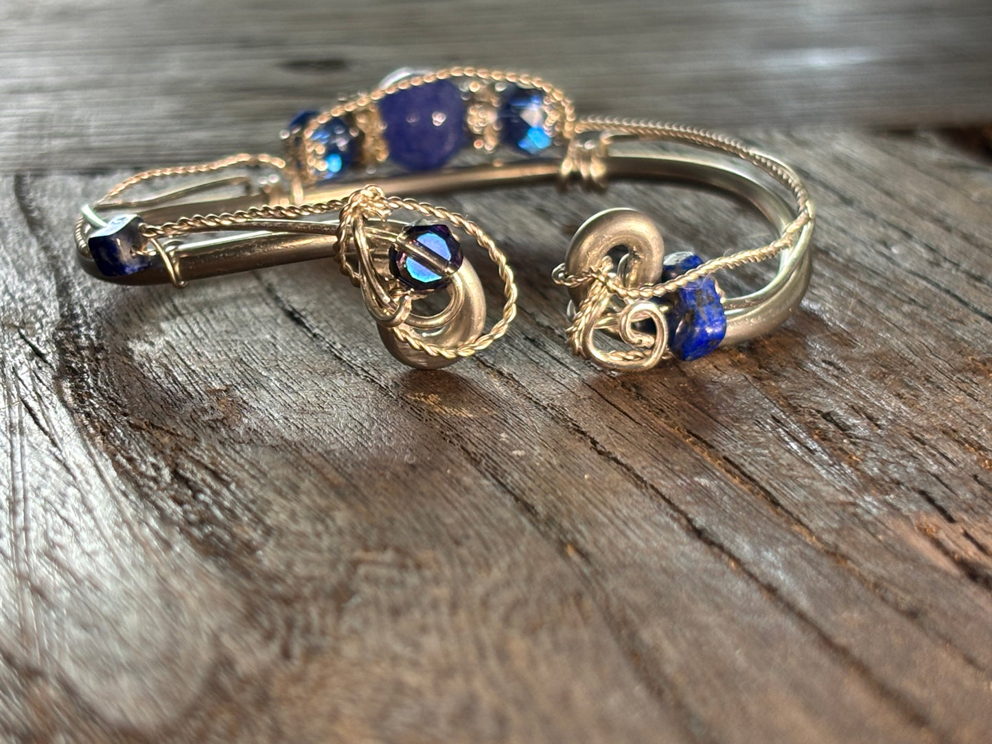 Blue Crackle Agate:  Lapis Lazuli Bracelet:  Evening Star