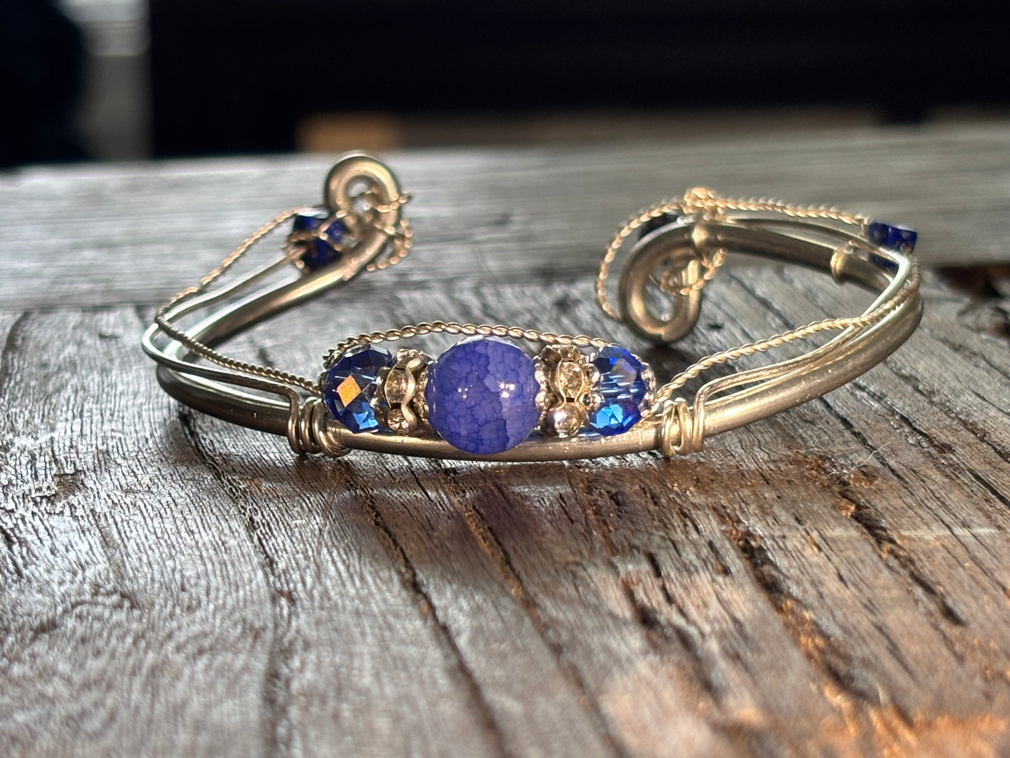 Blue Crackle Agate:  Lapis Lazuli Bracelet:  Evening Star