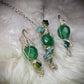 Evergreen guardian: nephrite earring, and pendant set