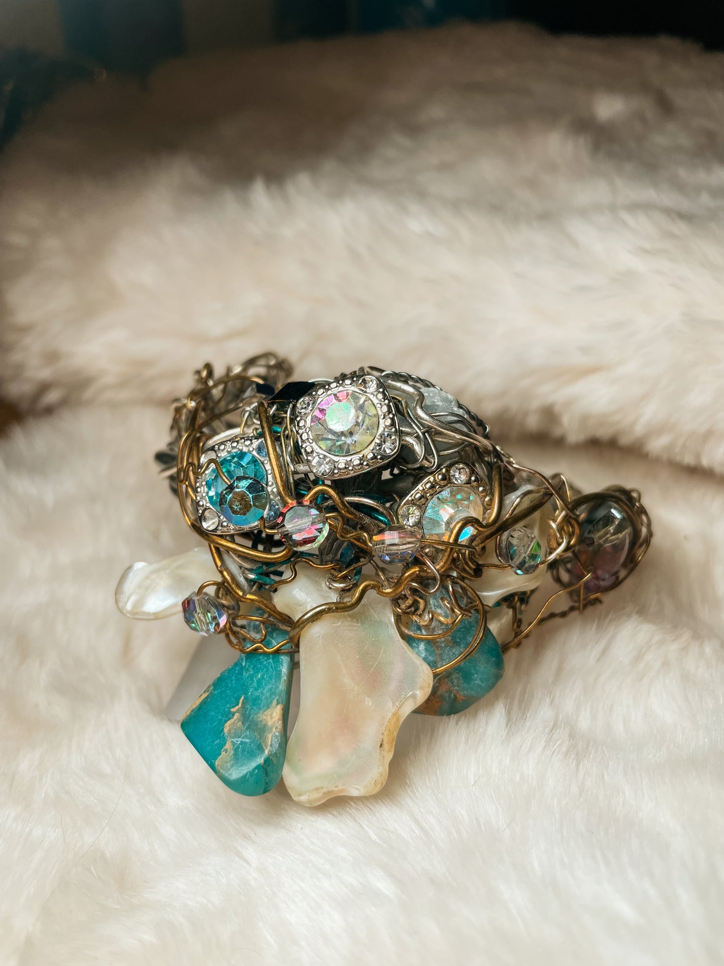 Australian Turquoise, Mother of Pearl Bracelet: Mermaid’s Reliquary
