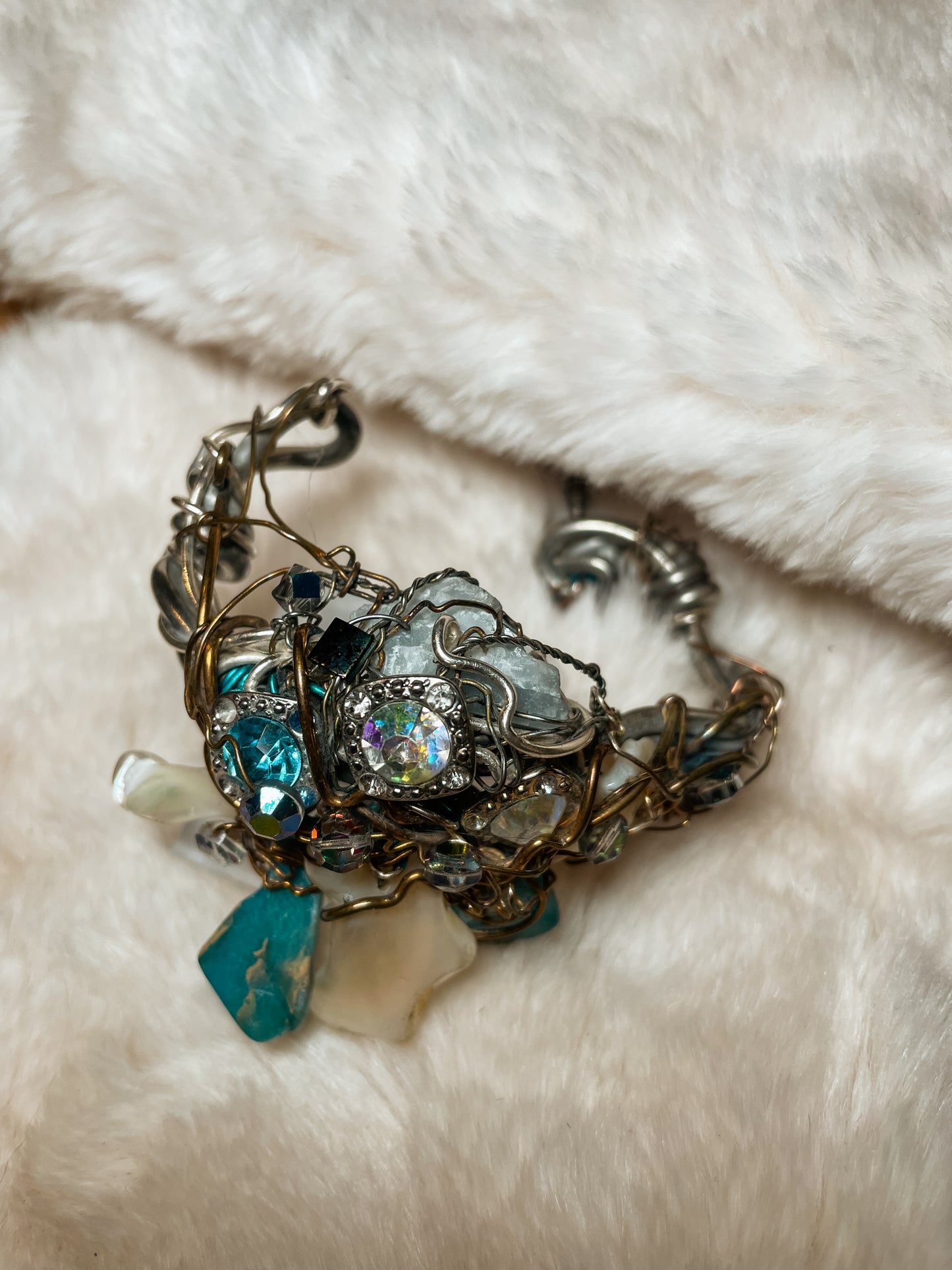 Australian Turquoise, Mother of Pearl Bracelet: Mermaid’s Reliquary