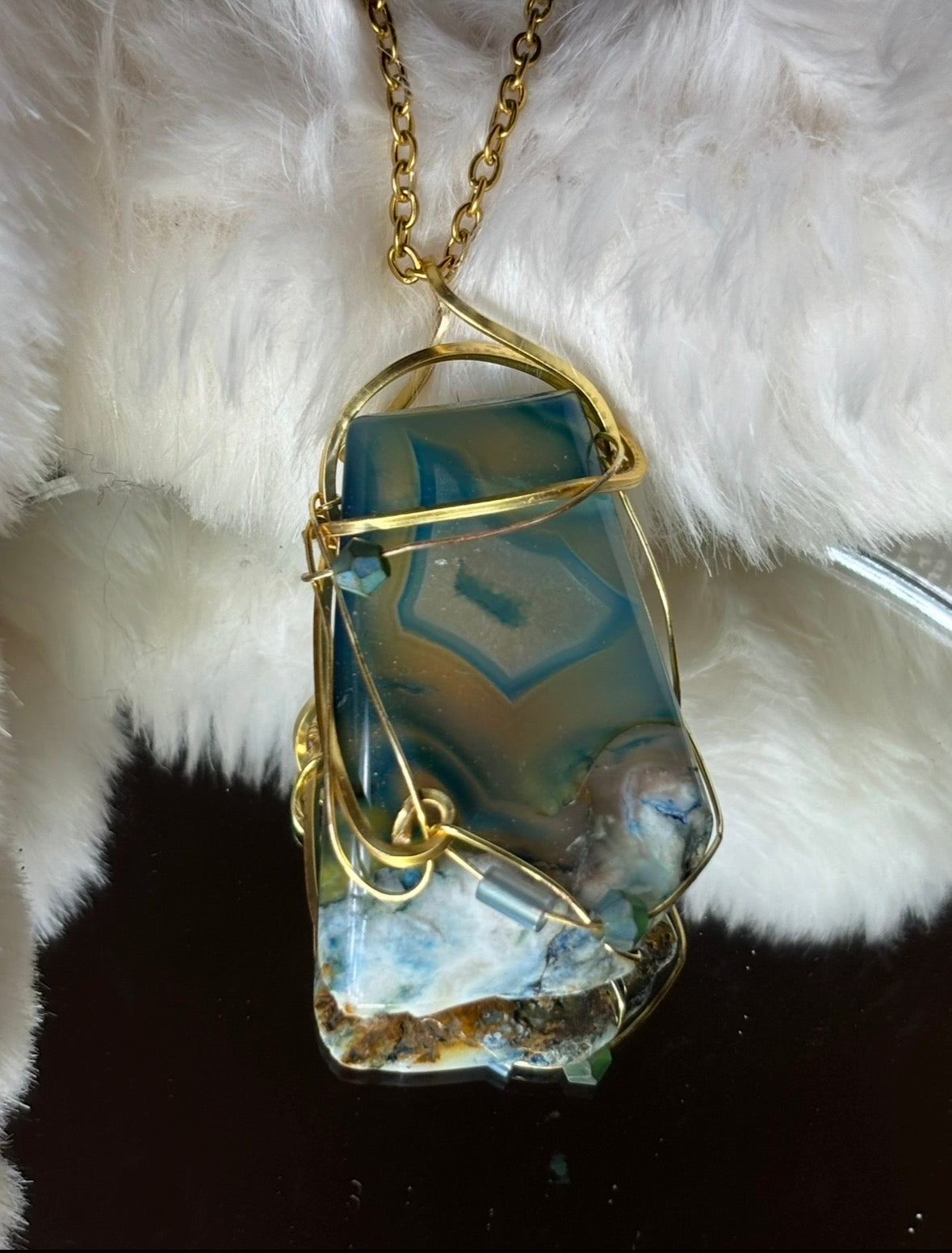 Sacred Shield of Madagascar Collection: The Glow of the Ocean-￼Rare Sea Agate pendant from Madagascar