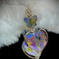 Crystal heart, and butterfly pendant