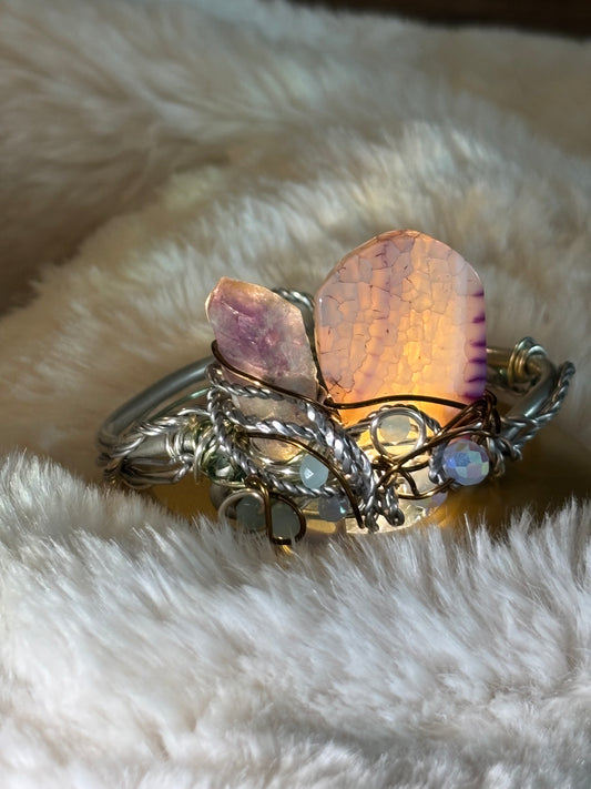 Dragon Vein Agate, Amethyst, Moonstone Bracelet:    DRAGON RIDER
