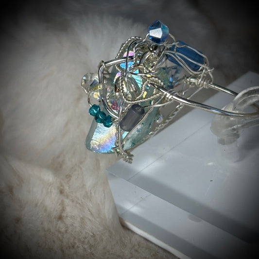 Aqua crystal ring: shard of the sea