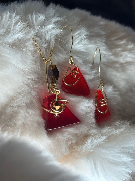 Fire Drop: pendant/earring set