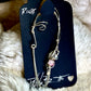 The Phoenix Spark: pink fractured quartz crystal (right) ear cuff￼
