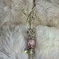 The Phoenix Spark: pink fractured quartz crystal (right) ear cuff￼