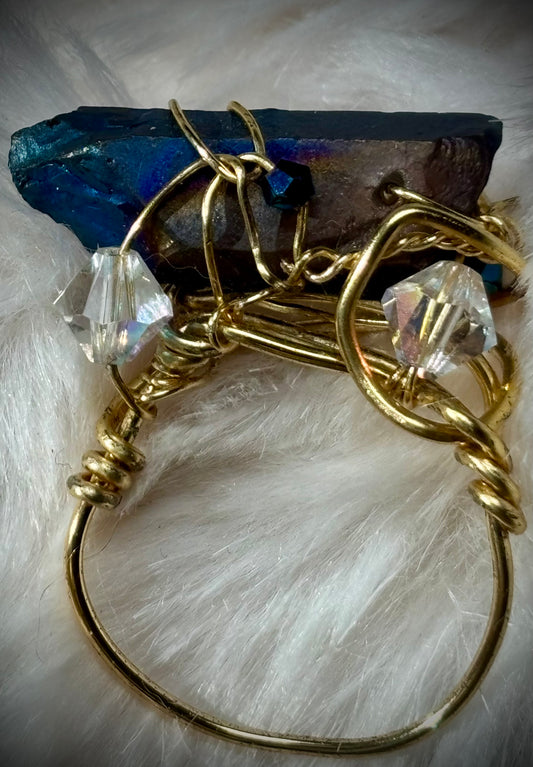 ELECTRIC BLUE:  AURA QUARTZ RING — GOLD