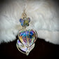 Crystal heart, and butterfly pendant