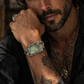 Madagascar Sea Agate and Larimar Bracelet: Ocean Warrior