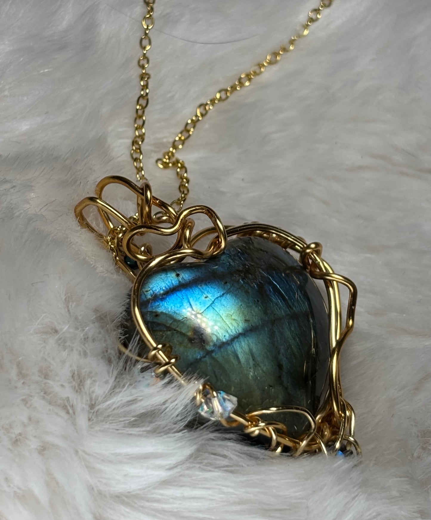 Heart of the Hidden Waters / Heart of the Hidden Meadow

All My Heart Collection: Reversible Labradorite pendant