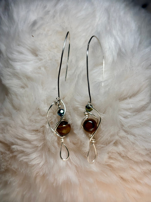 Silver Tiger Grace:     tiger eye earrings