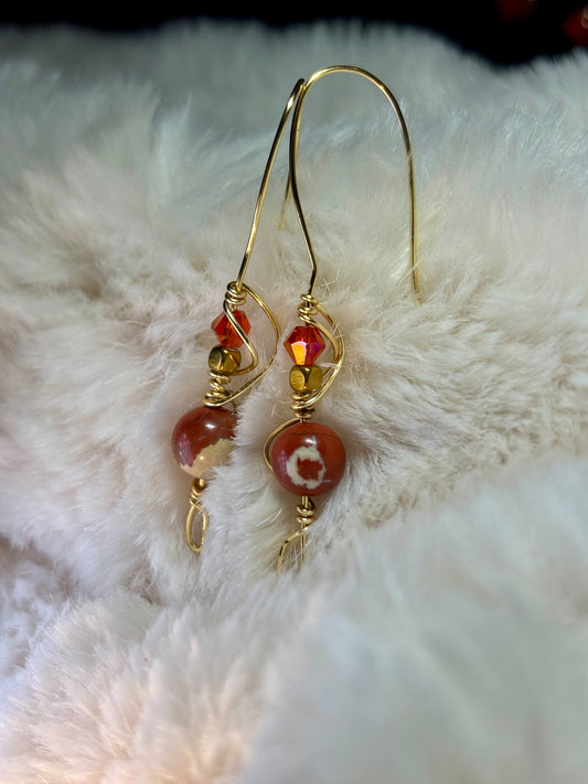 Hatchling of Fire: Red Creek Jasper earrings￼